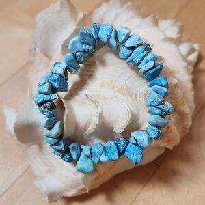 Genuine Turquoise Chip Stretch Bracelet